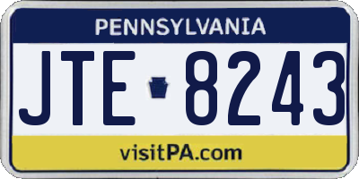 PA license plate JTE8243