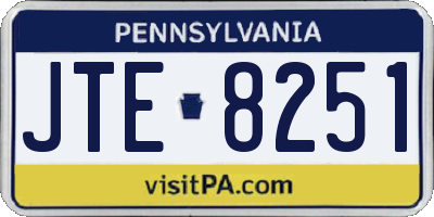 PA license plate JTE8251