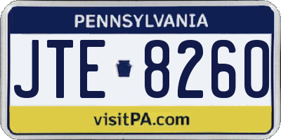 PA license plate JTE8260