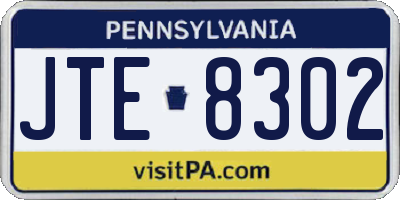 PA license plate JTE8302
