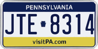 PA license plate JTE8314