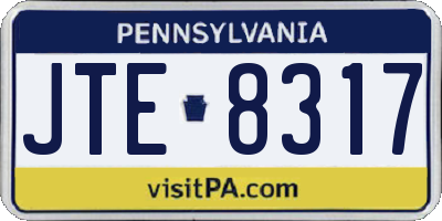 PA license plate JTE8317