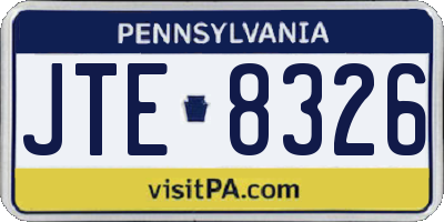 PA license plate JTE8326