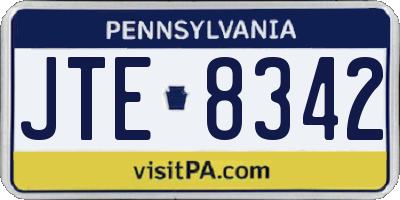 PA license plate JTE8342