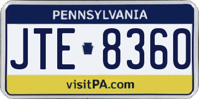 PA license plate JTE8360