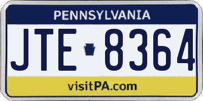 PA license plate JTE8364