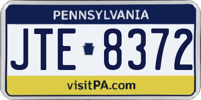 PA license plate JTE8372