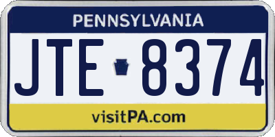 PA license plate JTE8374
