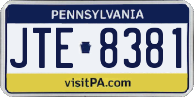 PA license plate JTE8381
