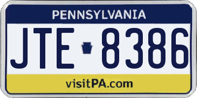 PA license plate JTE8386