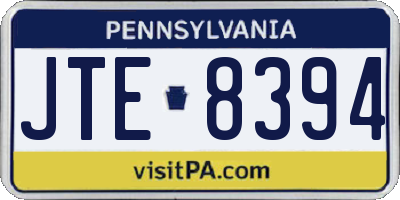 PA license plate JTE8394