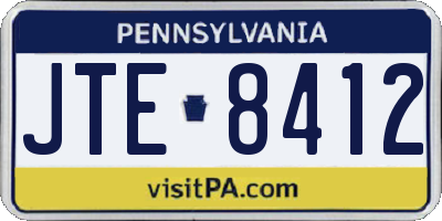PA license plate JTE8412
