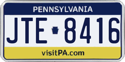 PA license plate JTE8416