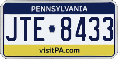 PA license plate JTE8433