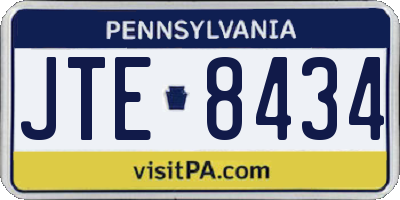 PA license plate JTE8434