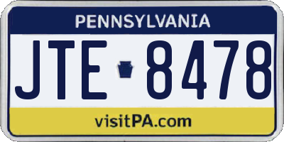 PA license plate JTE8478