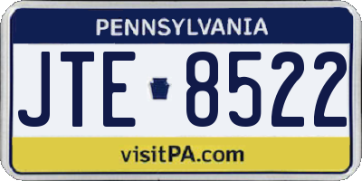 PA license plate JTE8522