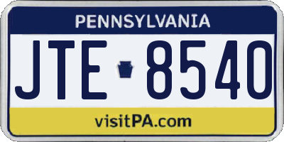 PA license plate JTE8540