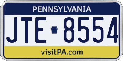 PA license plate JTE8554