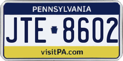 PA license plate JTE8602