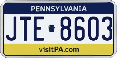 PA license plate JTE8603
