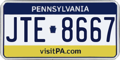 PA license plate JTE8667