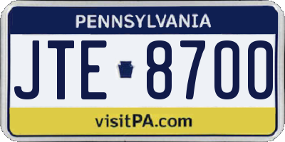 PA license plate JTE8700