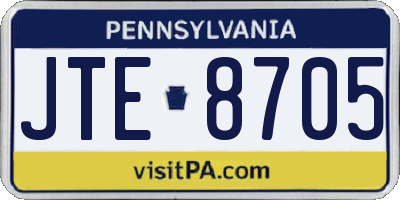 PA license plate JTE8705
