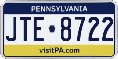 PA license plate JTE8722