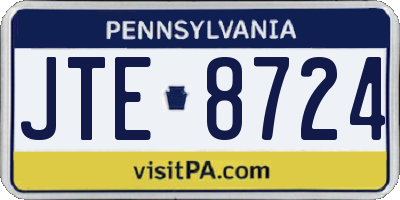 PA license plate JTE8724