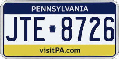 PA license plate JTE8726