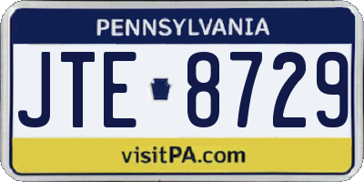 PA license plate JTE8729