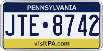 PA license plate JTE8742