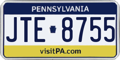 PA license plate JTE8755