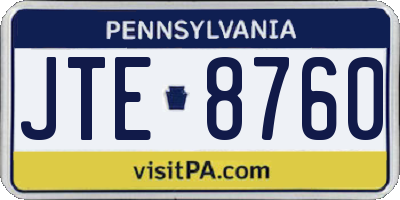 PA license plate JTE8760