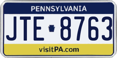 PA license plate JTE8763