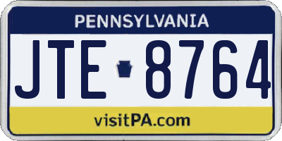 PA license plate JTE8764