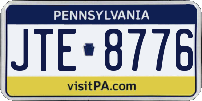 PA license plate JTE8776