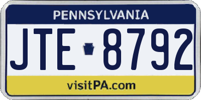 PA license plate JTE8792