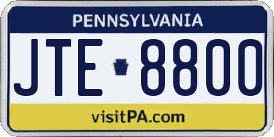 PA license plate JTE8800