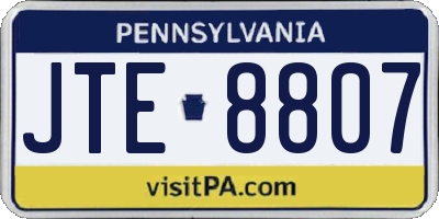PA license plate JTE8807