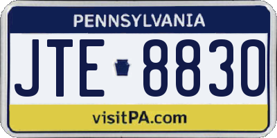 PA license plate JTE8830