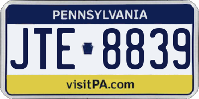 PA license plate JTE8839
