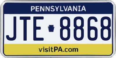 PA license plate JTE8868
