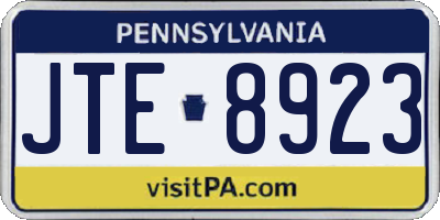 PA license plate JTE8923