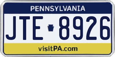 PA license plate JTE8926