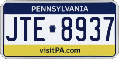 PA license plate JTE8937