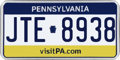 PA license plate JTE8938