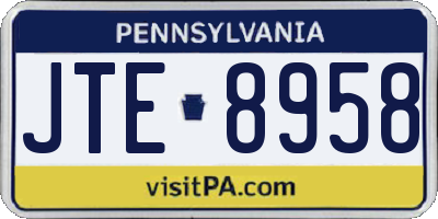 PA license plate JTE8958