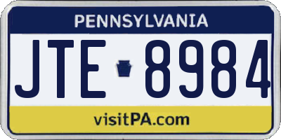 PA license plate JTE8984